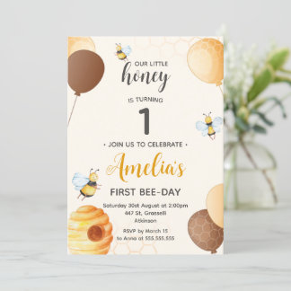 Honey Bee 1. Geburtstag Party Einladung