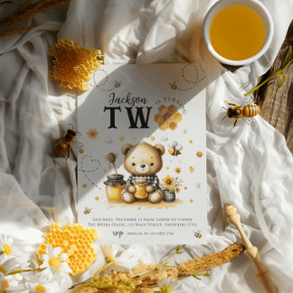 Honey Bee 2st Birthday Bear Geburtstagsparty Einladung