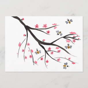 Honey Bee and Cherry Blossom Einladung