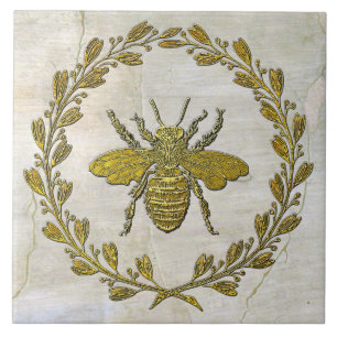 Honey Bee and Wreath Fliese