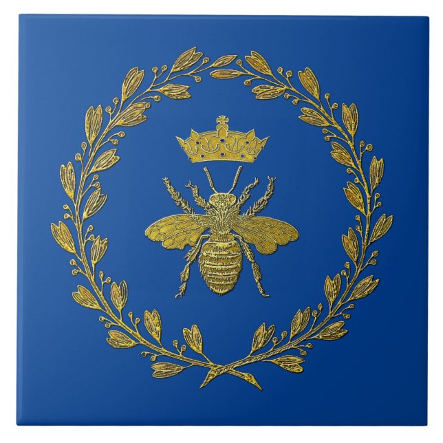 Honey Bee and Wreath Keramik Tile Fliese (Vorderseite)