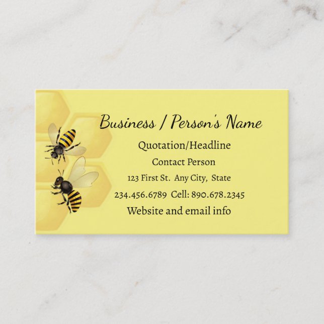 Honey Bee Apiary Business Custom Business Card Visitenkarte (Vorderseite)