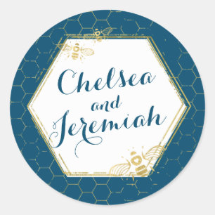 Honey Bee Aquamarin Gold Individuelle Name Sticker