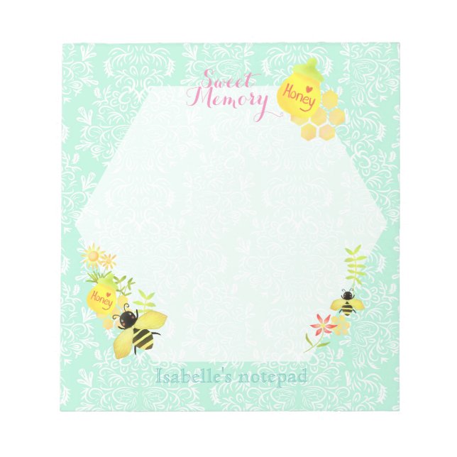Honey Bee Aquamarin Notizblock (Vorderseite)