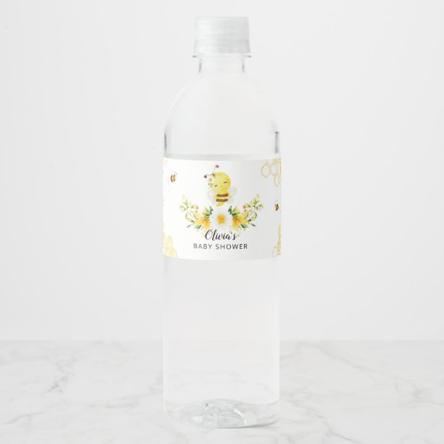 Honey Bee Baby Dusche Wasserflasche Etikett (Vorderseite)