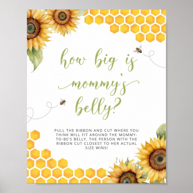 Honey Bee Baby Dusche wie groß ist Mama's Bauch Poster (Vorne)