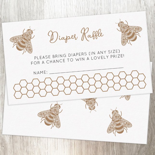 Honey Bee Baby Duwer Diaper Raffle Begleitkarte (Mommy to Bee honeybee themed diaper raffle enclosure card for  baby shower)