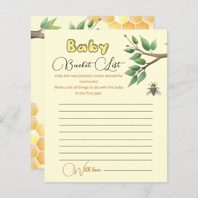 Honey Bee Baby Shooting Bucket List (Vorne/Hinten)