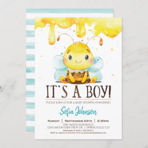 Honey Bee Baby Shower Boy Einladung