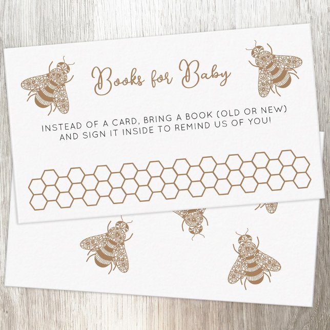 Honey Bee Baby Shower Buchanfrage Begleitkarte (Honey bee themed sweet Books for Baby baby shower book request enclosure cards)