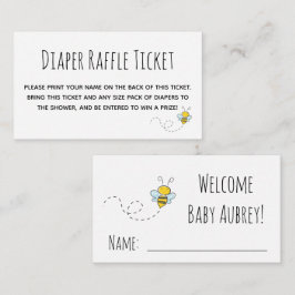 Honey Bee Baby Shower Diaper Raffle Ticket Begleitkarte