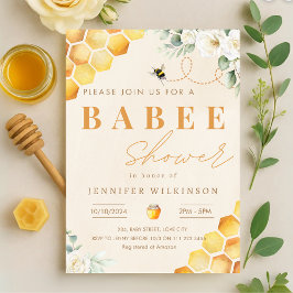 Honey Bee Baby Shower Floral Babee Einladung