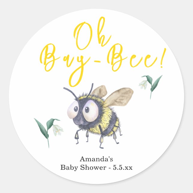 Honey Bee Baby Shower Runder Aufkleber (Vorderseite)