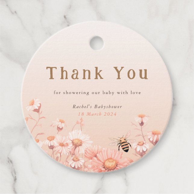 Honey Bee Babydusche Danke Tag Geschenkanhänger (Vorderseite)