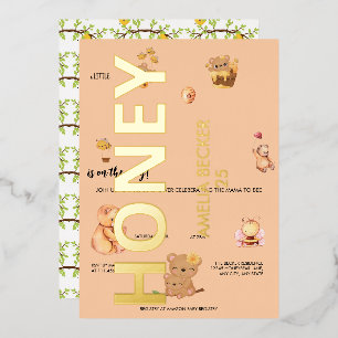 Honey Bee, Bear Baby Shower, A Honey ist unterwegs Folieneinladung