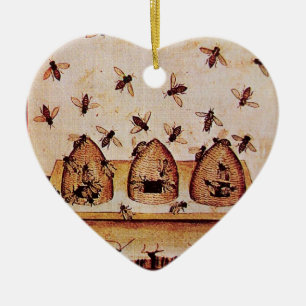 HONEY BEE, BEEKEPER Herz Keramik Ornament