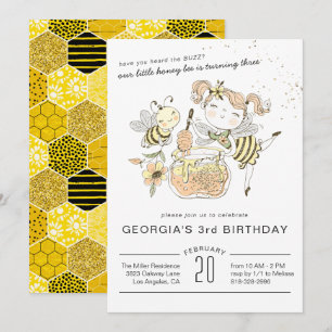 Honey Bee Birthday Party Einladung