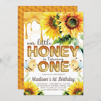 Honey Bee Birthday Sonnenblume Erster Geburtstag Einladung