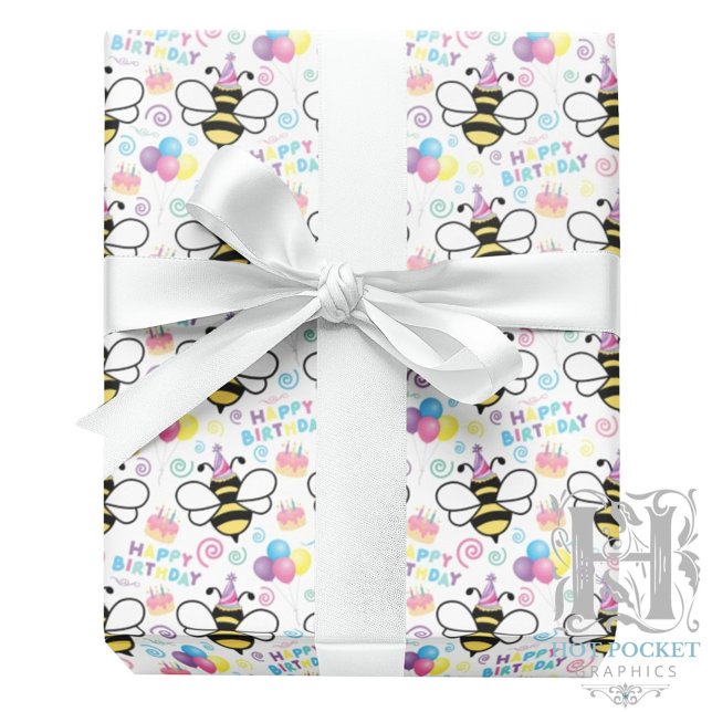 Honey Bee Birthday Wrapping Paper Geschenkpapier (Von Creator hochgeladen)