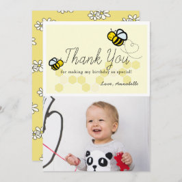 Honey Bee Birthday Yellow Floral Danke Karte