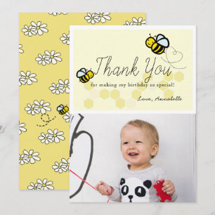 Honey Bee Birthday Yellow Floral Danke Karte