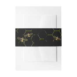 Honey Bee Black Gold Einladung Bauchband Einladungsbanderole