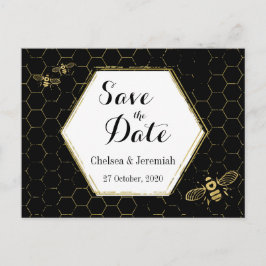 Honey Bee Black Gold Save the Date Postcard Postkarte