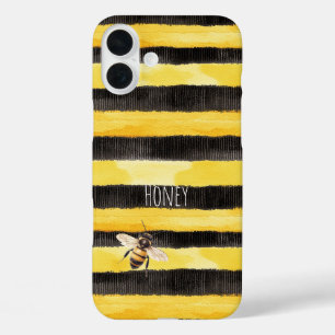 Honey Bee Black Gold Yellow iPhone 16 Plus Hülle