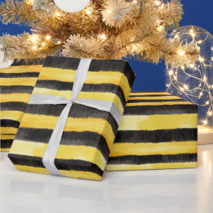 Honey Bee Black Gold Yellow Christmas Geschenkpapier