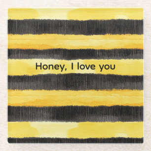 Honey Bee Black Gold Yellow Christmas Glasuntersetzer