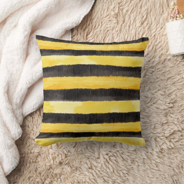 Honey Bee Black Gold Yellow Christmas Kissen (Decke)