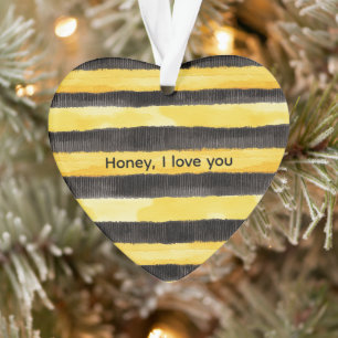 Honey Bee Black Gold Yellow Christmas Ornament