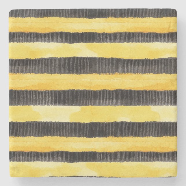 Honey Bee Black Gold Yellow Christmas Steinuntersetzer (Vorderseite)