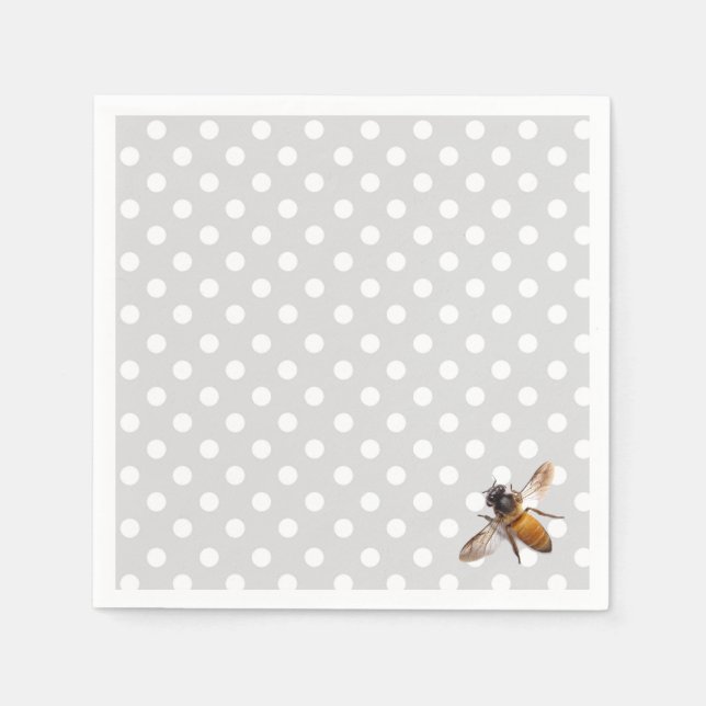 Honey Bee | Blaugraues Polka-Dot-Muster Serviette (Vorderseite)