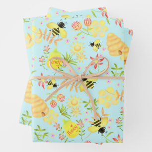 Honey Bee Blue Geschenkpapier Set
