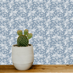 Honey Bee Blue und White Tapete