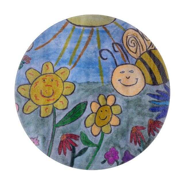 Honey Bee & Blume Chopping Board Schneidebrett (Vorderseite)