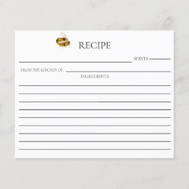 Honey Bee Bridal Shower Double Sided Recipe Card
