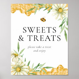 Honey Bee Bridal Shower Sweets & Treats Table Sign Poster