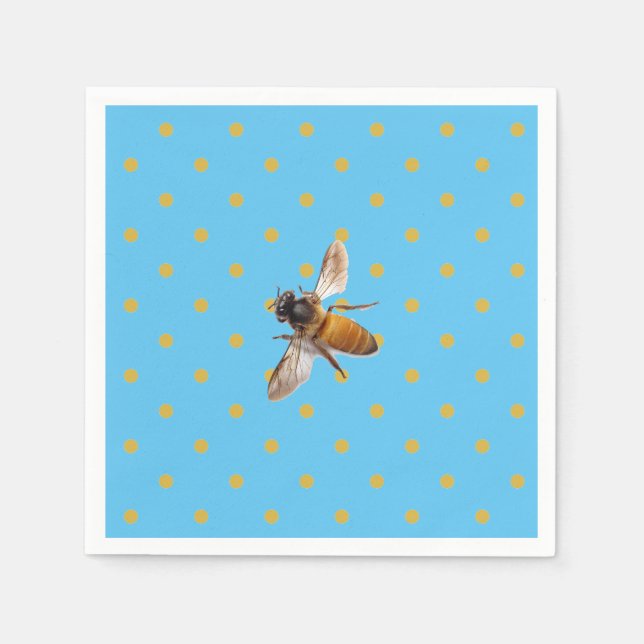 Honey Bee bumblebee retro gold polka-dot Serviette (Vorderseite)