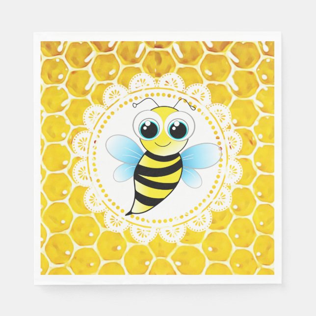 Honey Bee Bumblebee Themed Baby Dusche Napkins Serviette (Vorderseite)