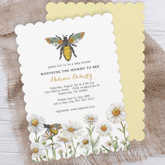Honey Bee Bumblebee Wildblumen Babydusche Einladung (Bumblebee Baby Shower Invite)