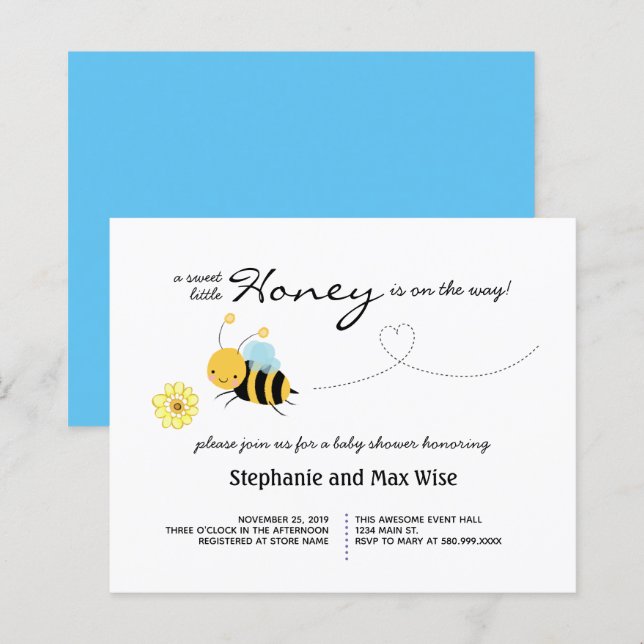 Honey Bee Couples Baby Shower Budget Einladung (Vorne/Hinten)