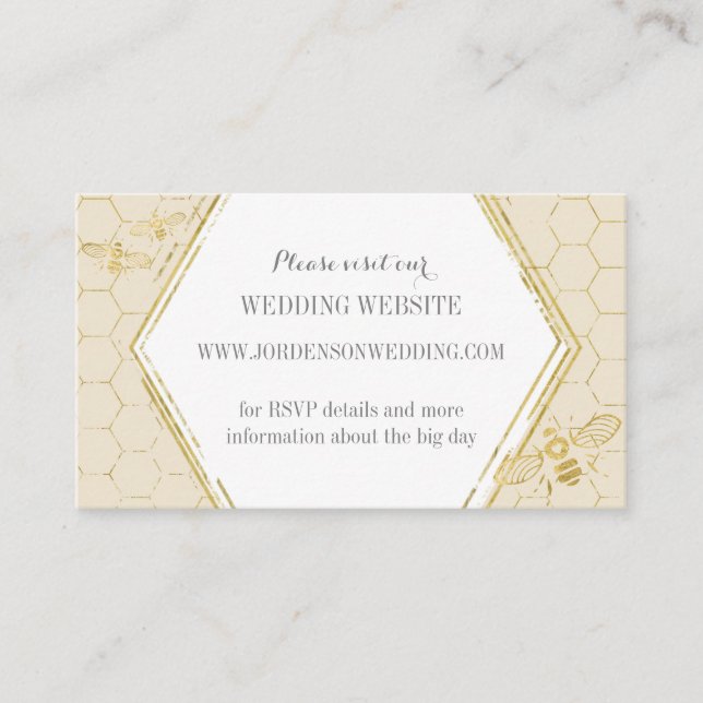 Honey Bee Cream Gold Custom Website Card Begleitkarte (Vorderseite)