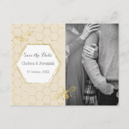 Honey Bee Cream Gold Foto Save the Date Postkarte