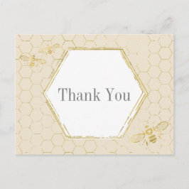 Honey Bee Cream Gold Muster Vielen Dank Postkarte