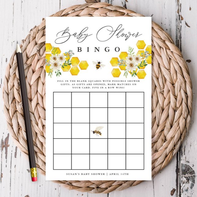 Honey Bee & Daisy Baby Bingo Paper Bingo Card Flyer (Von Creator hochgeladen)