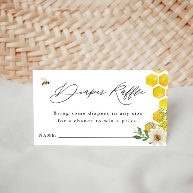 Honey Bee & Daisy Diaper Raffle Ticket Baby Dusche Begleitkarte (Von Creator hochgeladen)