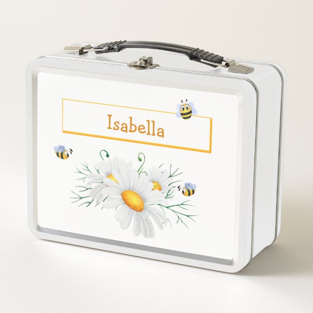 Honey Bee Daisy Personalisiert Metall Brotdose (Vorderseite)