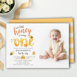 Honey Bee-Day Whimsical Cute Photo 1st Birthday Einladung